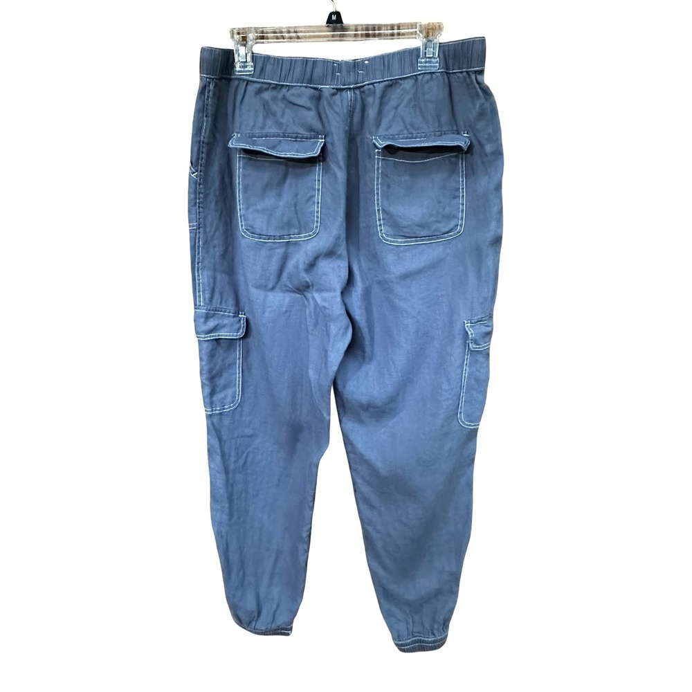 Nicole Miller 100% Linen Cargo Pants Gray XL Elastic Waist Joggers New - Picture 3 of 12